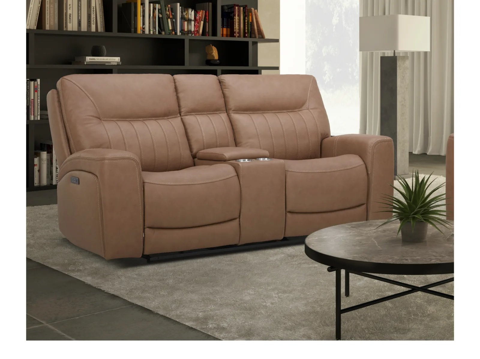 Boone Leather Power Reclining Console Loveseat - Image 5