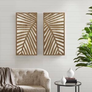 Birch Palms Wood Panel Wall Decor 2 Pc Set