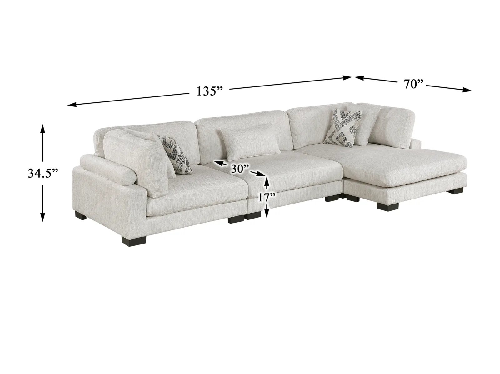 Tinsley 3 Pc. Chaise Sofa - Image 7