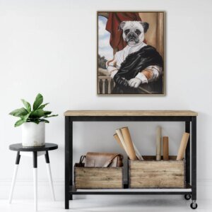 Captain Pug Pet Portrait Framed Canvas Wall Art