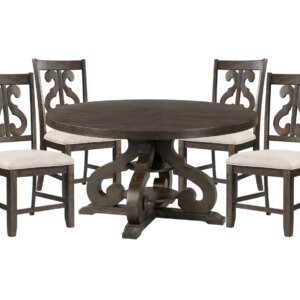 Stanford 5 Pc. Round Dining Set w/ Scroll Chairs