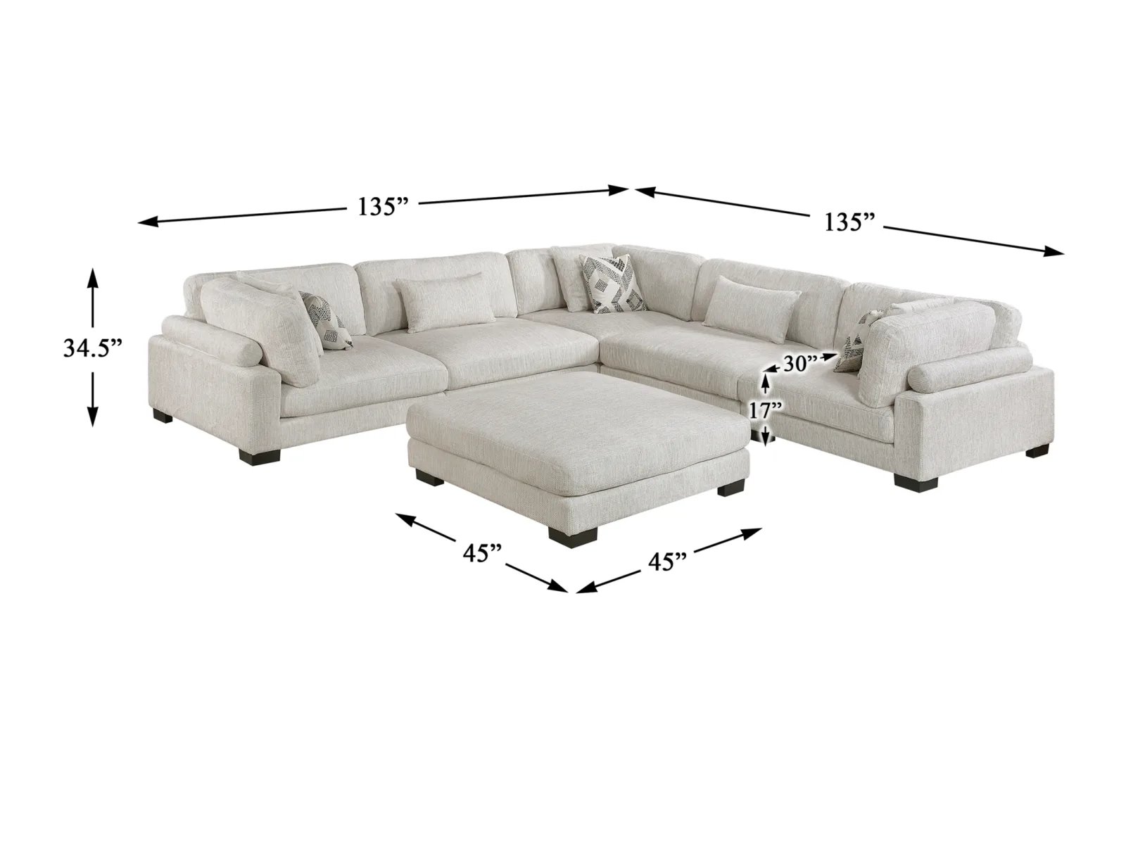 Tinsley 6 Pc. Triple Wedge Sectional - Image 4