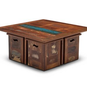 Antiqua Coffee Table w/ 4 stools